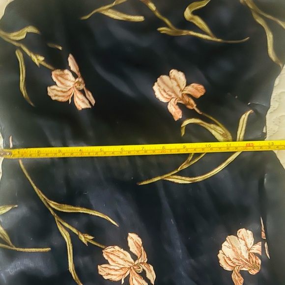 Lumiere Navy Floral Printed Satiny Wrap Dress with Ruffle Detail - Picture 6 of 9